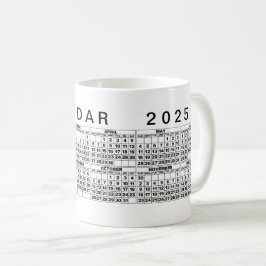 2025 Calendar Mugg Black White