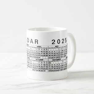 2025 Calendar Mugg Black White