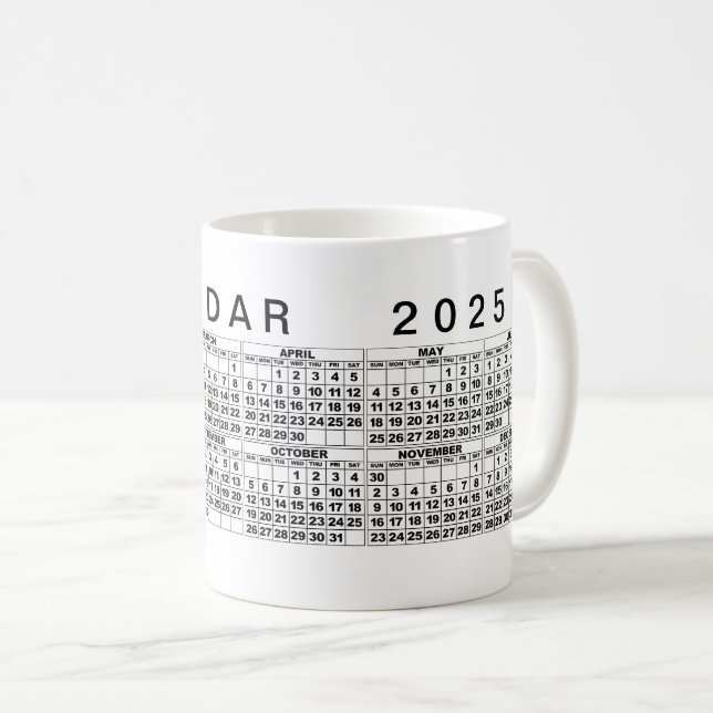 2025 Calendar Mugg Black White (Framsida höger)