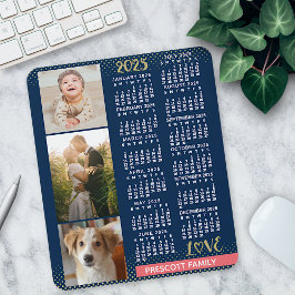 2025 Calendar Navy Coral Guld Family Photo Collage Musmatta