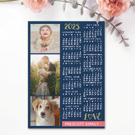 2025 Calendar Navy Coral Guld Photo Collage Magnet