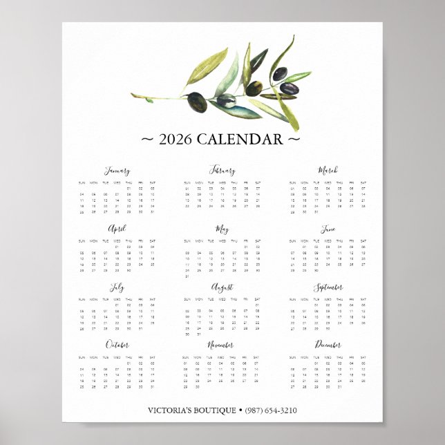 2025 Calendar Olive Business Promo Poster (Framsidan)