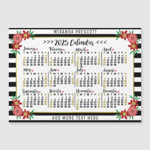 2025 Calendar Preppy Blommigt Rand Anpassningsbar