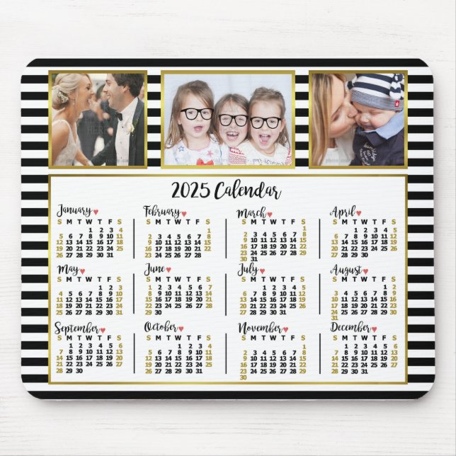 2025 Calendar Preppy Rand Anpassningsbar Photo Col Musmatta (Framsidan)