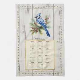 2025 Calendar Towel Bluejay Kökshandduk