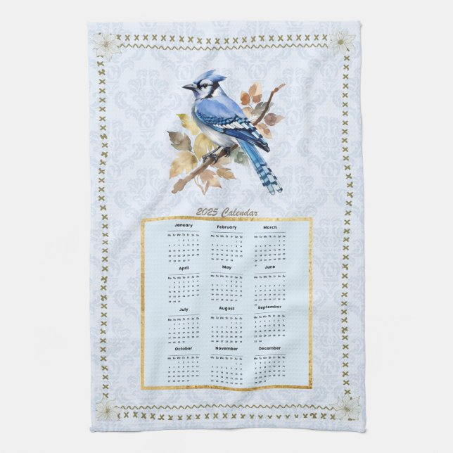 2025 Calendar Towel BlueJay Kökshandduk (Vertikal)