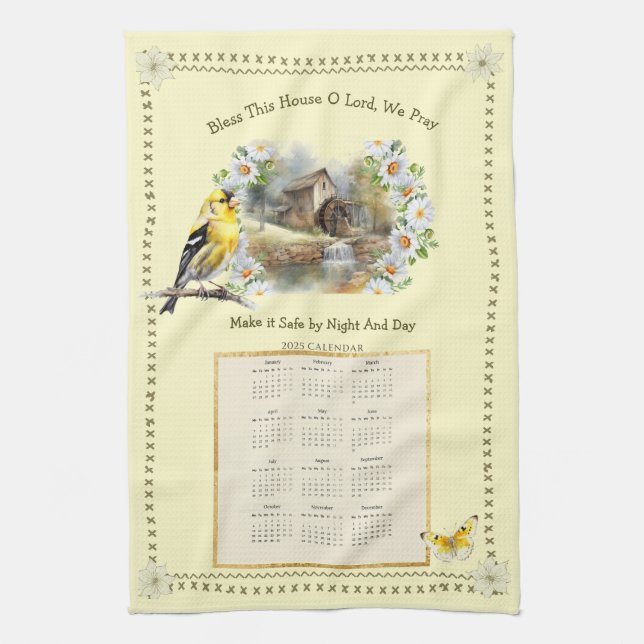 2025 Calendar Towel Kitchen Prayer House Bluting Kökshandduk (Vertikal)