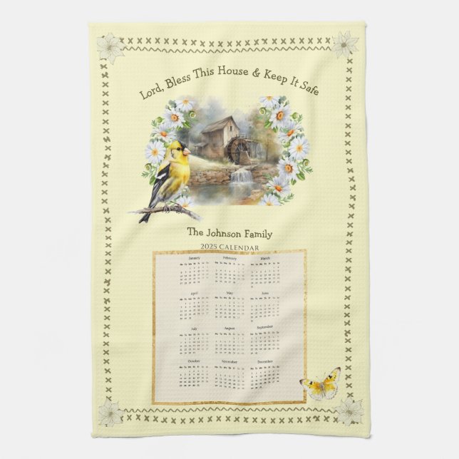 2025 Calendar Towel Kitchen Prayer House Bluting Kökshandduk (Vertikal)