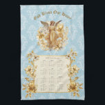 2025 Calendar Towel Söt Guardian Angel Kökshandduk<br><div class="desc">Söt vårdnadens ängeldamm 2025 Kalenderhandduk 2025. "Välsigna dig vårt hem". Golden blommigt trim. Tack för tittar.</div>