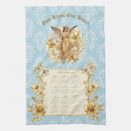 2025 Calendar Towel Söt Guardian Angel Kökshandduk