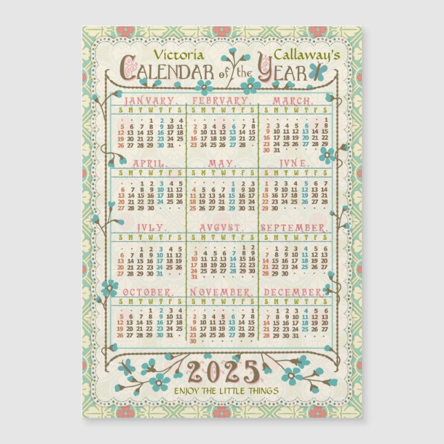 2025 Calendar Victorian Art nouveau Anpassningsbar (Framsida)