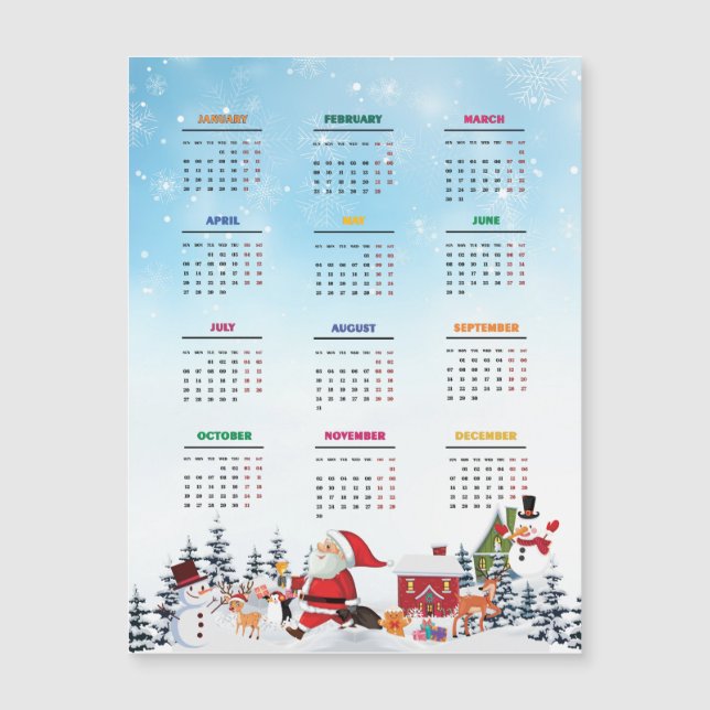 2025 Calendars Santa, Snögubbe, Reindeer (Framsida)