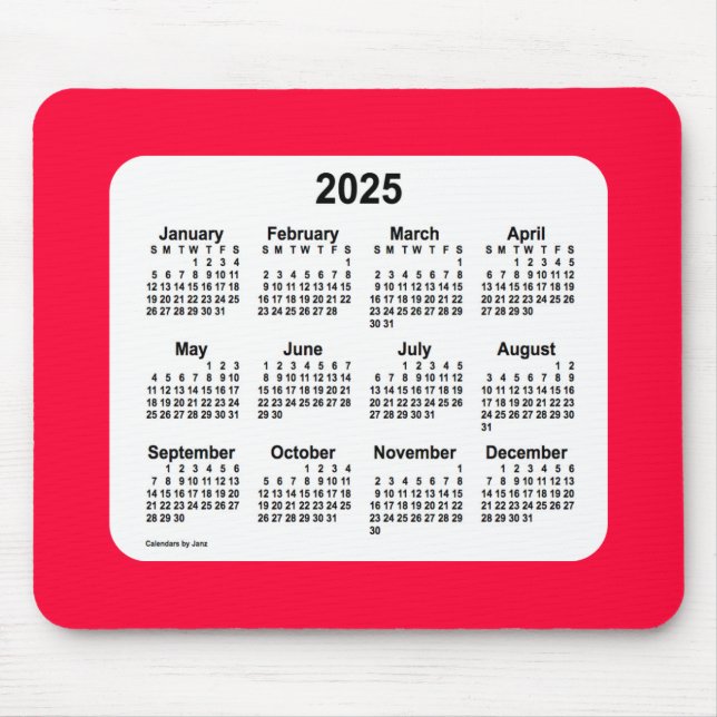 2025 Cherry Red Calendar av Janz Mouse Pad Musmatta (Framsidan)