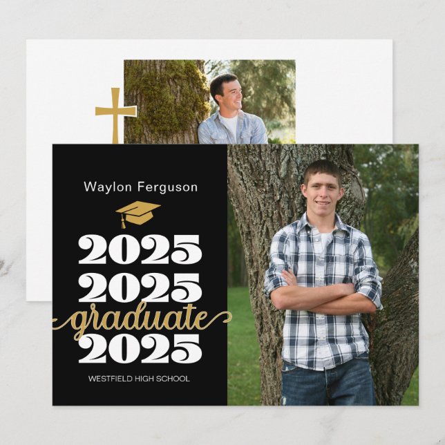 2025 Christian Black Guld Photo Studenten Meddelande (Fram/baksida)