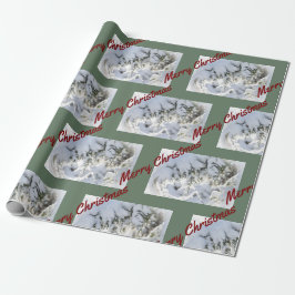 2025 Christmas Wrapping Paper:  Snow on Evergreen Presentpapper