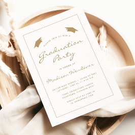 2025 Classic Guld White Gräns Studentfest Inbjudningar