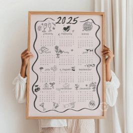2025 Coquette Rosa Calendar Poster
