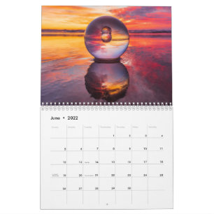 2025 Crystal Boll Cali Beach Sunset: 2 sidor per m Kalender