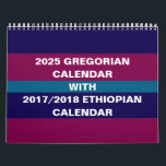 2025 Etiopien och Gregorian Calendar Välj Land Kalender<br><div class="desc">Kalendern innehåller både etiopisk och gregoriansk kalender. Den etiopiska kalendern ligger 7 till 8 år efter den gregorianska kalendern och har 13 månader i stället för 12. Det etiopiska nyåret infaller den 11 september eller 12:e beroende på skottår. Kalendern kan användas som konverterare från Gregorian till Etiopien data och vice...</div>