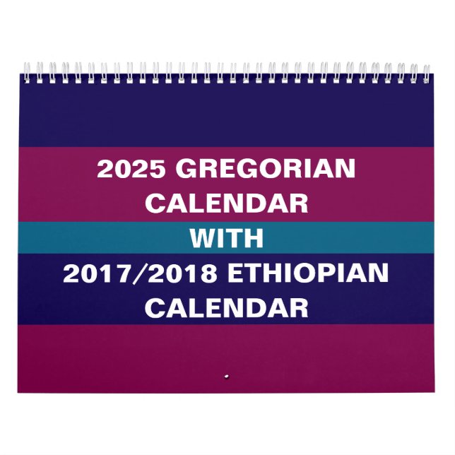 2025 Etiopien och Gregorian Calendar Välj Land Kalender (Omslag)