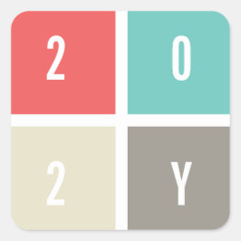 2025 Färgblock Modern Enkel Nyår Högtid Fyrkantigt Klistermärke