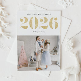 2025 Faux Guld Glitter Modern Gott nytt år Julkort