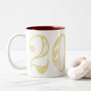 2025 Faux Guld Typography Coffee Tea nyår Mugg
