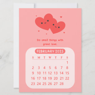 2025 Februari Månadlig Motiverande Hjärtkalender Inbjudningar