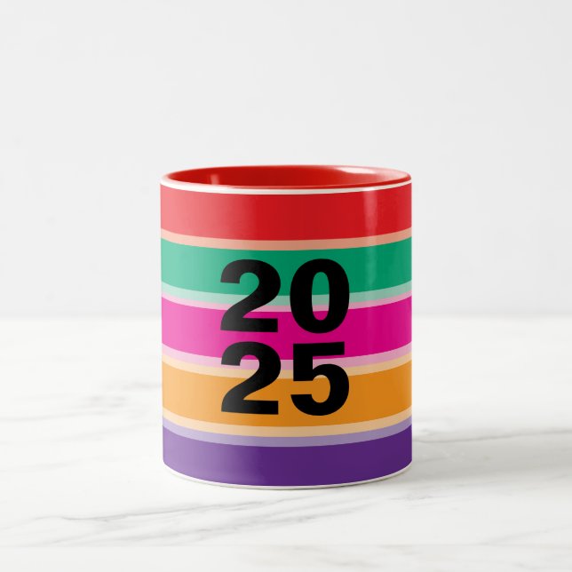 2025 Fet färglöst Linjer Två-Tonad Mugg (Center)