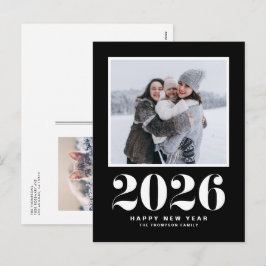2025-fetstil, nyårfoto, svart 2025 helg vykort