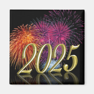2025 Fireworks Guld Gott nytt år Magnet