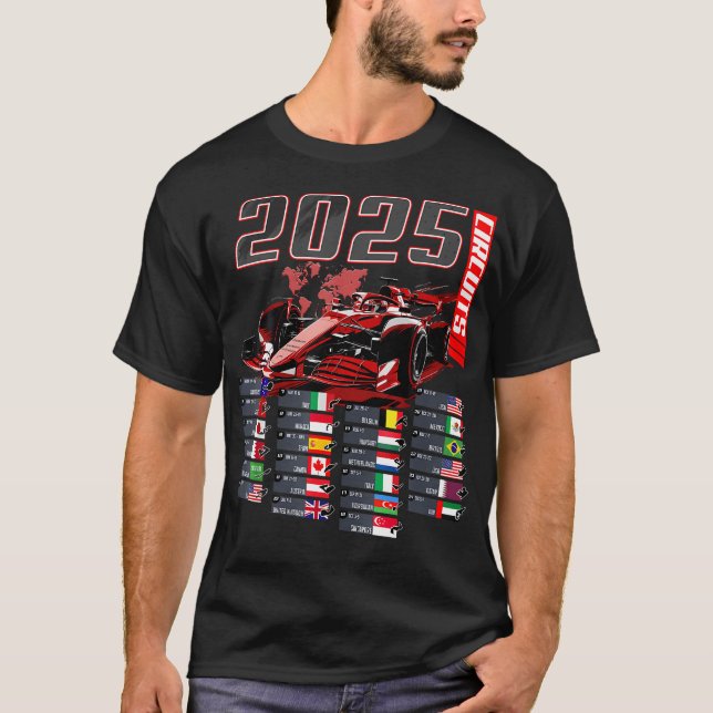2025 Formelkretsformelschema 2025 Tävla T Shirt (Framsida)
