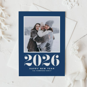 2025 Foto för typografi, marinblå Gott nytt år