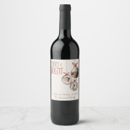 2025 Fotofamiljen Jul Julafton Party Tack Vinflaska Etikett