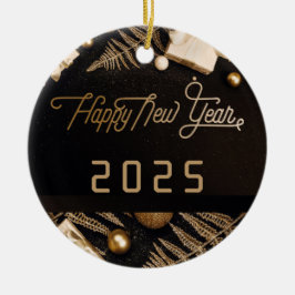 2025 Gott nytt år Black Anpassningsbar Guld Busine Julgransprydnad Keramik