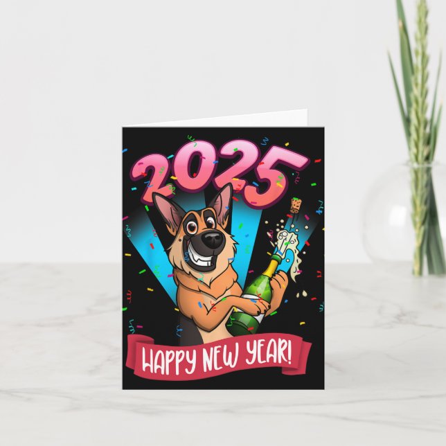 2025 Gott Nytt År German Shepherd Edition  Kort (Framsida)
