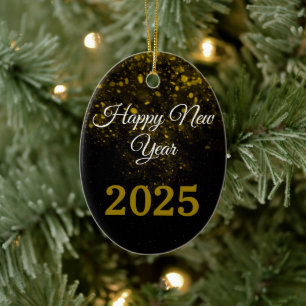 2025 Gott nytt år Glitter gnistra Party Julgransprydnad Keramik