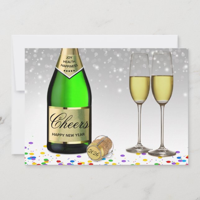 2025 Gott nytt år mousserande Vin Flaska (Framsida)