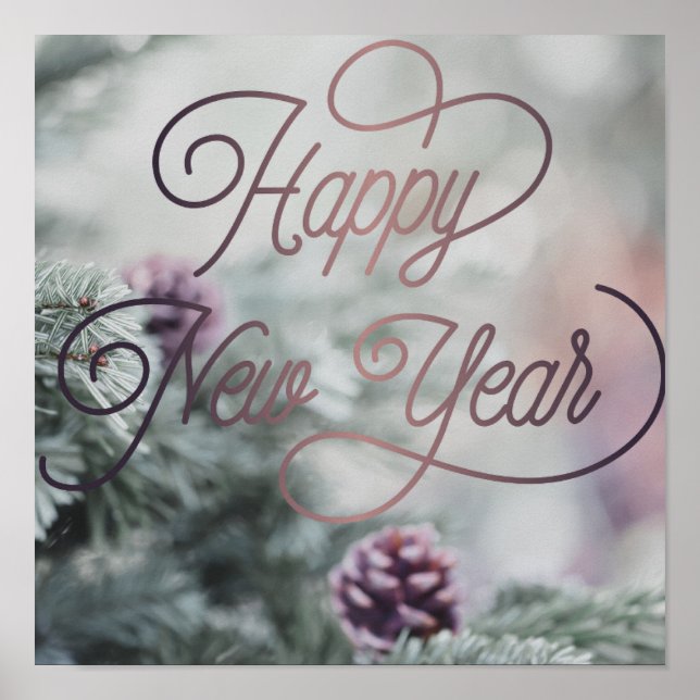 2025 Gott nytt år Rosa Anpassningsbar Business Poster (Framsidan)