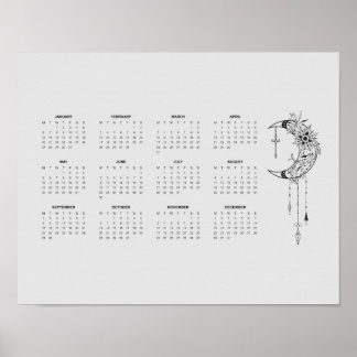 2025 Grå Månkalender Poster