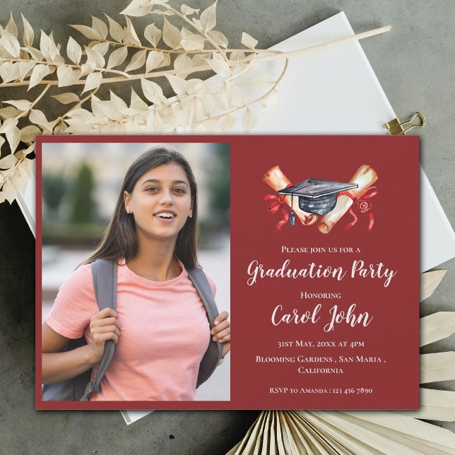 2025 Grad Photo Elegant Studentfest Inbjudningar (2025 Grad Photo Elegant Graduation Party Invitation)