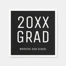 2025 Grad & School Black White Modern Studenten Pappersservett