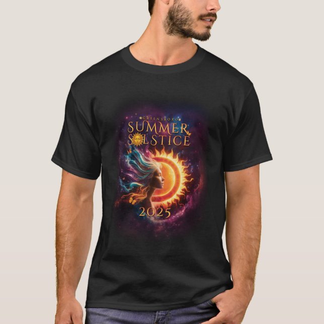 2025 Greensboro Summer Solstice Festival Dated T Shirt (Framsida)