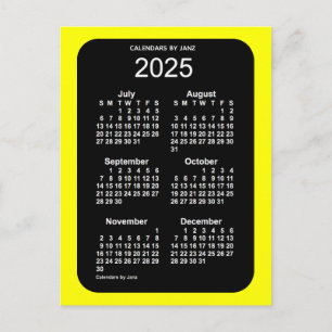 2025 Gul Neon 6 Månaders Mini Kalender av Janz Vykort