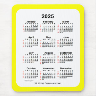 2025 Gul Tvåtons 52 Veckors Kalender av Janz Musmatta