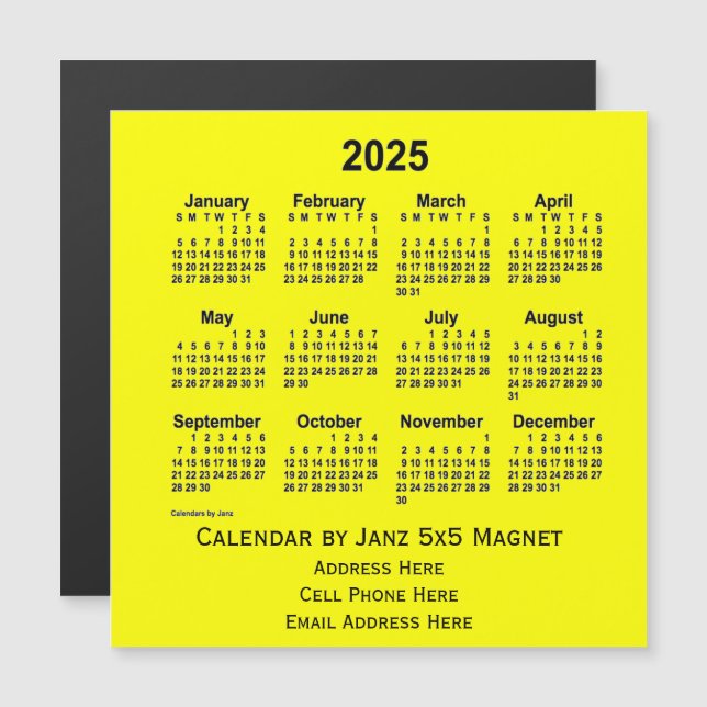 2025-Gultens affärskalender från Janz (Fram/baksida)