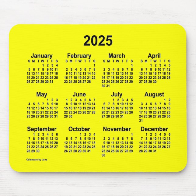 2025-Gultens kalender av Janz Mouse Pad Musmatta (Framsidan)