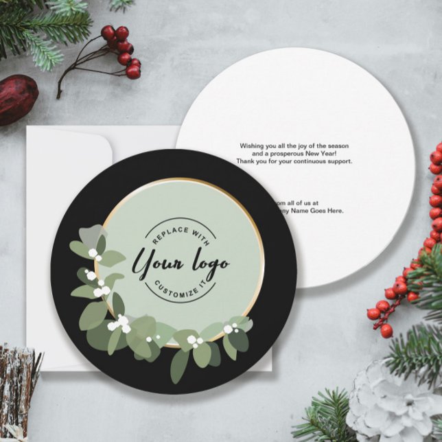 2025 Helgdag Logotyp för Anpassningsbar av utandni Julkort (Unique business Christmas greeting card with custom logo and message.)
