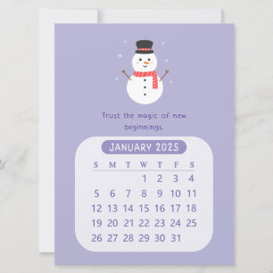 2025 Januari Månadsvis Kawaii Motiverande Kalender Meddelande