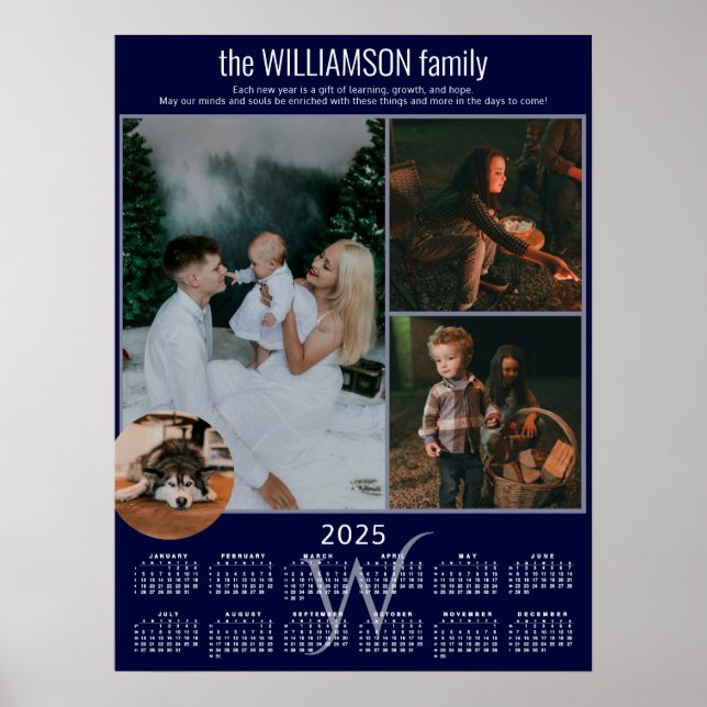 2025 Kalender 4 Fotokollage Familjeminne Poster (Framsidan)